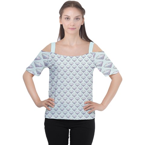 Sparkly Diamond Pattern Cutout Shoulder Tee by emilyzragz