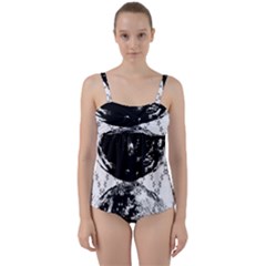 Moon And The Stars Pattern Twist Front Tankini Set