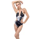 Moon and the stars pattern Plunging Cut Out Swimsuit View1