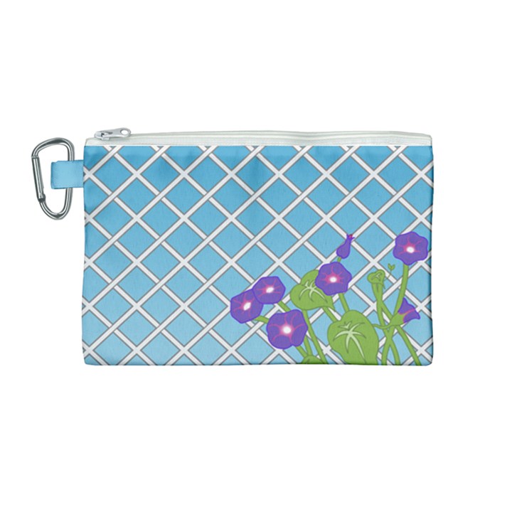 Morning Glory Argyle (Blue Sky) Pattern Canvas Cosmetic Bag (Medium)