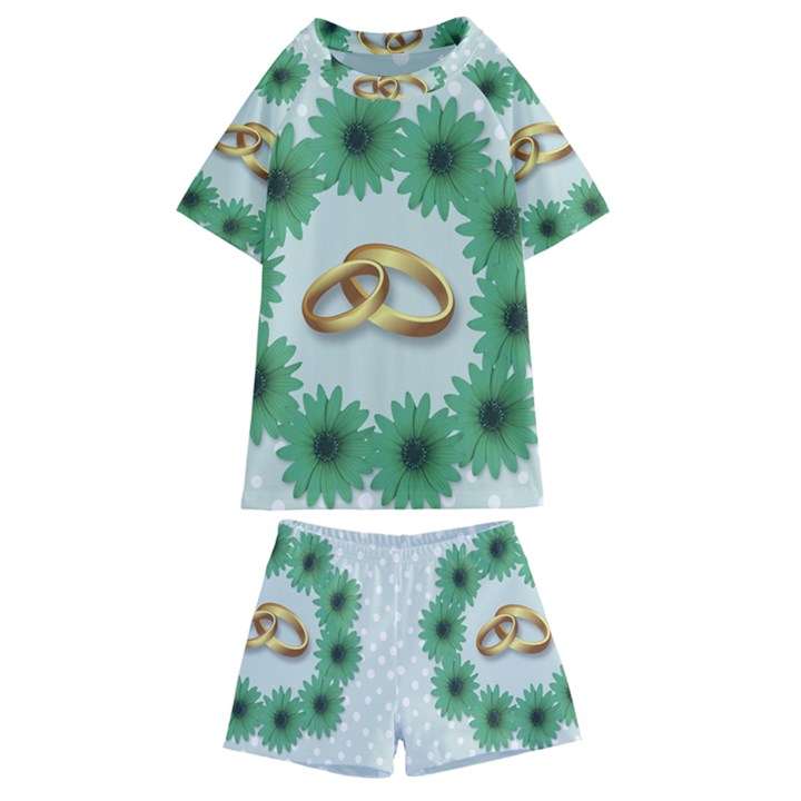 Rings Heart Love Wedding Before Kids  Swim Tee and Shorts Set