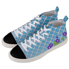 Morning Glory Argyle (blue Sky) Pattern Men s Mid-top Canvas Sneakers