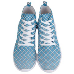 Morning Glory Argyle (blue Sky) Pattern Men s Lightweight High Top Sneakers by emilyzragz