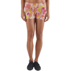 Pretty Painted Pattern Pastel Yoga Shorts by Sapixe