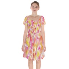 Pretty Painted Pattern Pastel Short Sleeve Bardot Dress by Sapixe