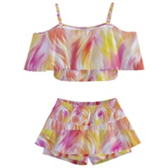 Pretty Painted Pattern Pastel Kids  Off Shoulder Skirt Bikini