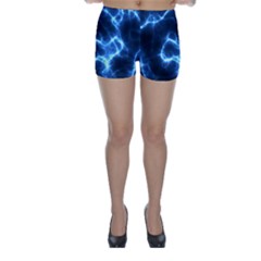 Electricity Blue Brightness Bright Skinny Shorts by Sapixe