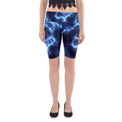 Electricity Blue Brightness Bright Yoga Cropped Leggings by Sapixe