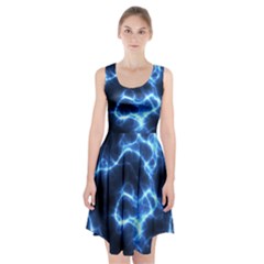 Electricity Blue Brightness Bright Racerback Midi Dress by Sapixe