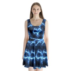 Electricity Blue Brightness Bright Split Back Mini Dress  by Sapixe