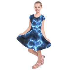 Electricity Blue Brightness Bright Kids  Short Sleeve Dress by Sapixe