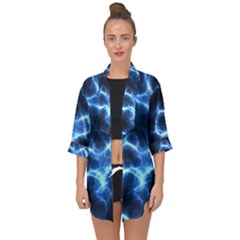 Electricity Blue Brightness Bright Open Front Chiffon Kimono by Sapixe