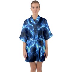 Electricity Blue Brightness Bright Quarter Sleeve Kimono Robe by Sapixe