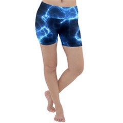 Electricity Blue Brightness Bright Lightweight Velour Yoga Shorts by Sapixe