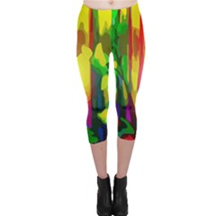 Abstract Vibrant Colour Botany Capri Leggings  by Sapixe