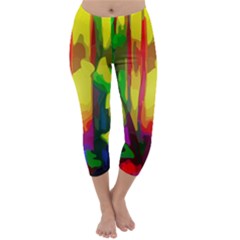 Abstract Vibrant Colour Botany Capri Winter Leggings  by Sapixe