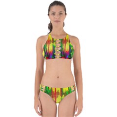 Abstract Vibrant Colour Botany Perfectly Cut Out Bikini Set by Sapixe