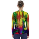 Abstract Vibrant Colour Botany V-Neck Long Sleeve Top View2