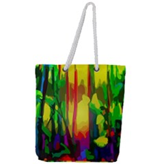 Abstract Vibrant Colour Botany Full Print Rope Handle Tote (large) by Sapixe