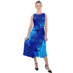 Background Course Gradient Blue Midi Tie-back Chiffon Dress by Sapixe