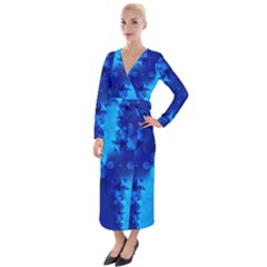 Background Course Gradient Blue Velvet Maxi Wrap Dress