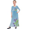 Morning Glory Argyle (Blue Sky) Pattern Kids  Quarter Sleeve Maxi Dress View1