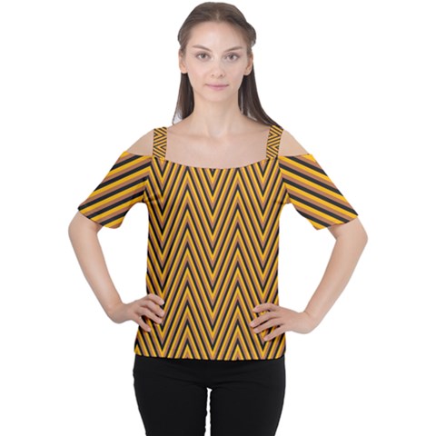 Chevron Brown Retro Vintage Cutout Shoulder Tee by Sapixe