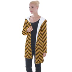 Chevron Brown Retro Vintage Longline Hooded Cardigan