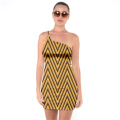 Chevron Brown Retro Vintage One Soulder Bodycon Dress by Sapixe