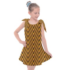 Chevron Brown Retro Vintage Kids  Tie Up Tunic Dress by Sapixe