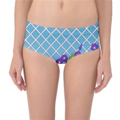 Morning Glory Argyle (blue Sky) Pattern Mid-waist Bikini Bottoms by emilyzragz