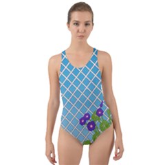 Morning Glory Argyle (blue Sky) Pattern Cut-out Back One Piece Swimsuit by emilyzragz