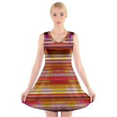 Abstract Stripes Color Game V-neck Sleeveless Dress by Sapixe