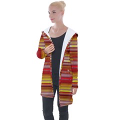 Abstract Stripes Color Game Longline Hooded Cardigan