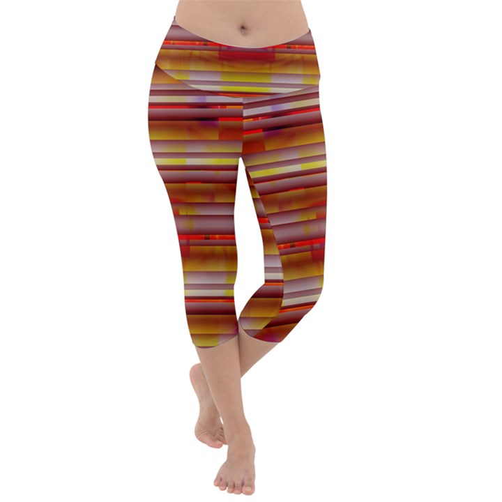 Abstract Stripes Color Game Lightweight Velour Capri Yoga Leggings