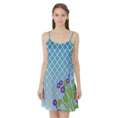 Morning Glory Argyle (Blue Sky) Pattern Satin Night Slip