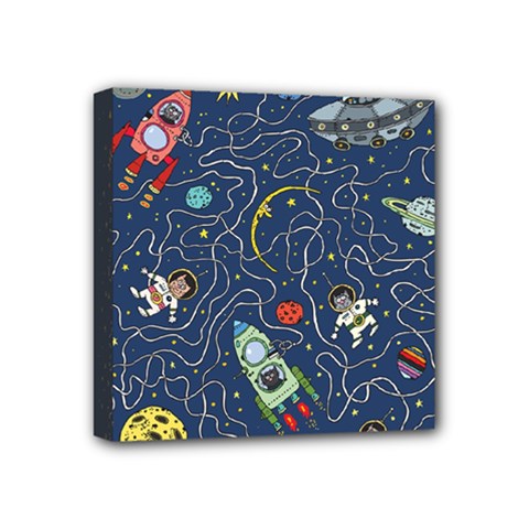 Cat Cosmos Cosmonaut Rocket Mini Canvas 4  X 4  (stretched) by Sapixe