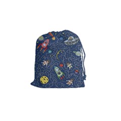 Cat Cosmos Cosmonaut Rocket Drawstring Pouch (small) by Sapixe