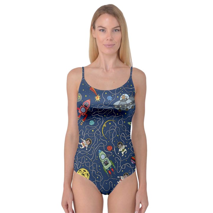 Cat Cosmos Cosmonaut Rocket Camisole Leotard 