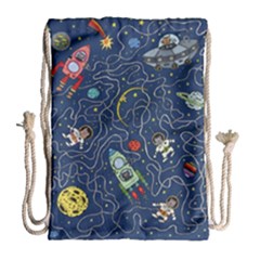 Cat Cosmos Cosmonaut Rocket Drawstring Bag (large) by Sapixe