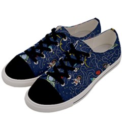 Cat Cosmos Cosmonaut Rocket Men s Low Top Canvas Sneakers by Sapixe