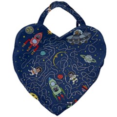 Cat Cosmos Cosmonaut Rocket Giant Heart Shaped Tote by Sapixe