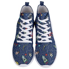 Cat Cosmos Cosmonaut Rocket Men s Lightweight High Top Sneakers