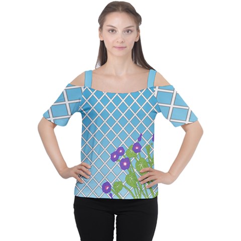 Morning Glory Argyle (blue Sky) Pattern Cutout Shoulder Tee by emilyzragz