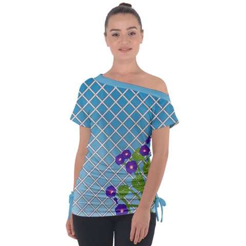 Morning Glory Argyle (blue Sky) Pattern Tie-up Tee by emilyzragz