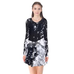 Moon And The Stars Pattern Long Sleeve V-neck Flare Dress by flipstylezfashionsLLC