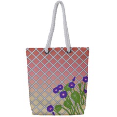 Morning Glory Argyle (blue Sky) Pattern Full Print Rope Handle Tote (small) by emilyzragz