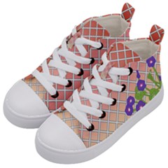 Morning Glory Argyle (blue Sky) Pattern Kid s Mid-top Canvas Sneakers by emilyzragz