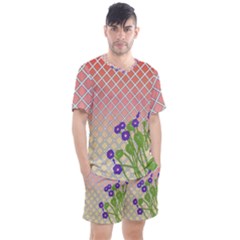 Morning Glory Argyle (blue Sky) Pattern Men s Mesh Tee And Shorts Set