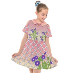 Morning Glory Argyle (blue Sky) Pattern Kids  Short Sleeve Shirt Dress by emilyzragz